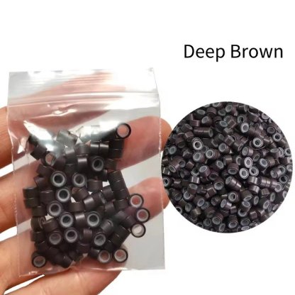 Silicone Beads for I-tip Hair Extensions-Deep Brown