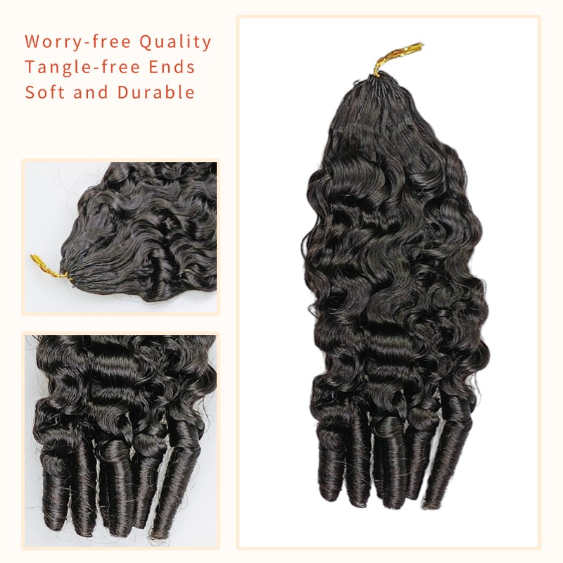 Crochet Braids - #1B French Curly Human Crochet Hair