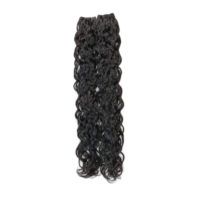 Genius Weft Hair Extensions - #1B Water Wave Human Hair(4 pieces)