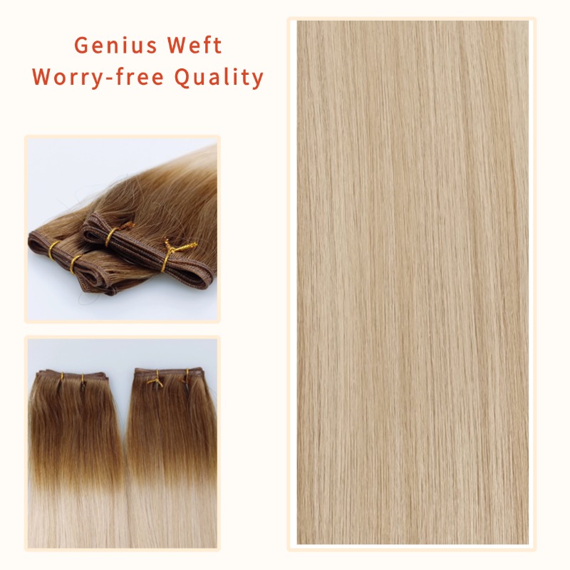 Genius Weft Hair Extensions - #T4P18/60 Straight Human Hair(10 pieces)