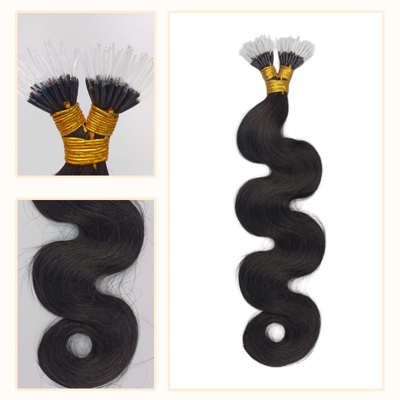 Nano Bond Hair Extensions - #1B Body Wave SDD Human Hair