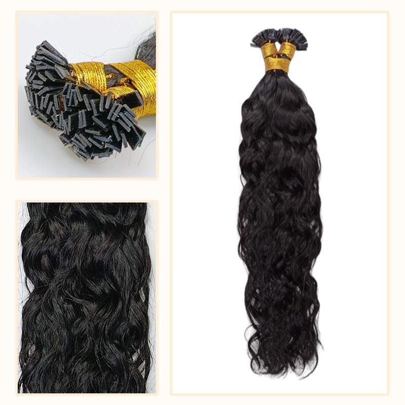 K-Tip Hair Extensions - #1 Water Wave Human Hair