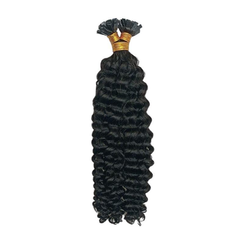 K-Tip Hair Extensions - #1B Deep Curly SDD Human Hair