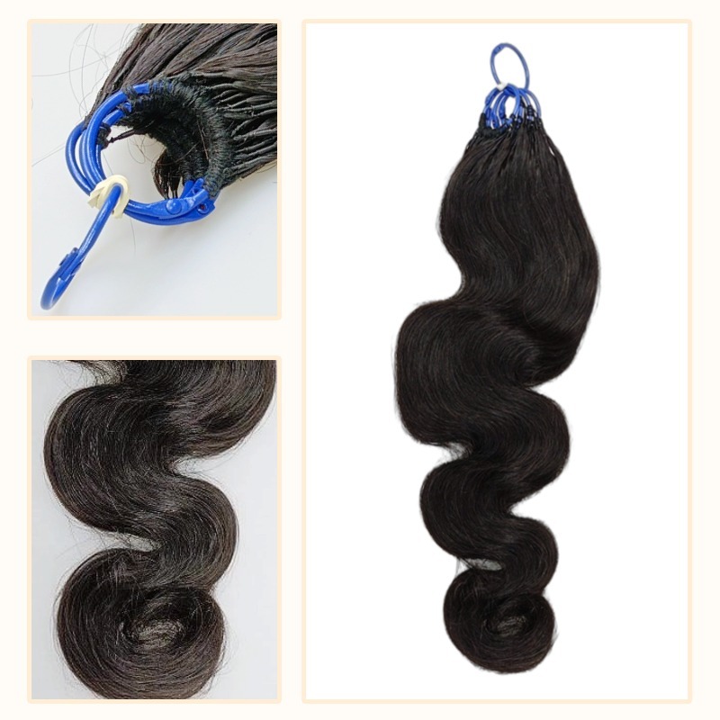 Pre-looped Crochet Braids - #1B Body Wave Human Hair