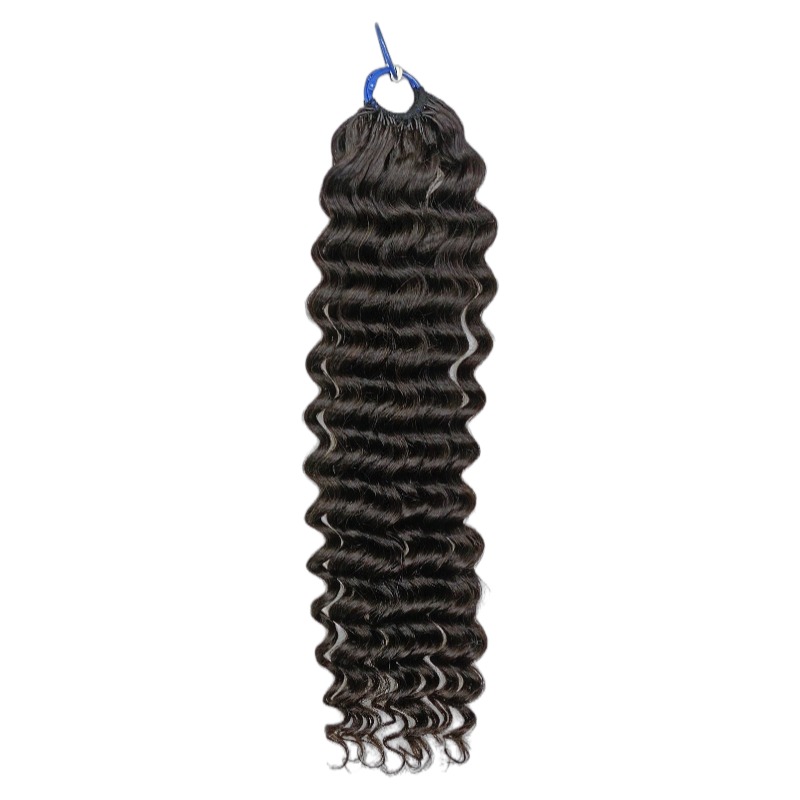 Pre-looped Crochet Braids - #1B Deep Wave Human Hair