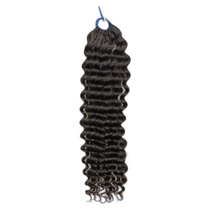 Pre-looped Crochet Braids - #1B Deep Wave Human Hair