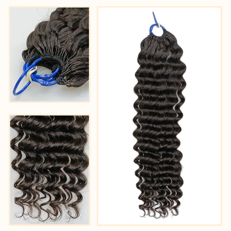 Pre-looped Crochet Braids - #1B Deep Wave Human Hair