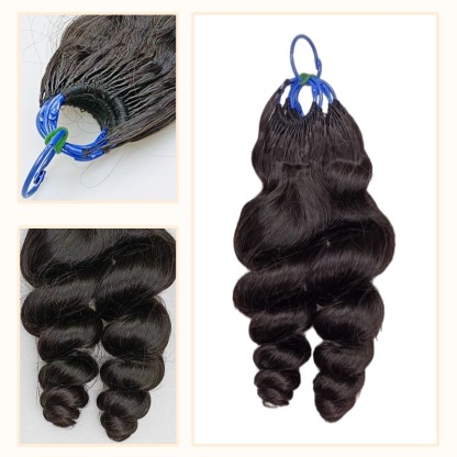 Pre-looped Crochet Braids - #1B Loose Wave Human Hair