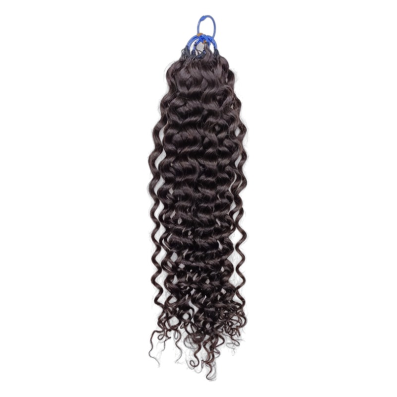 Pre-looped Crochet Braids - #1B Deep Curly Human Hair