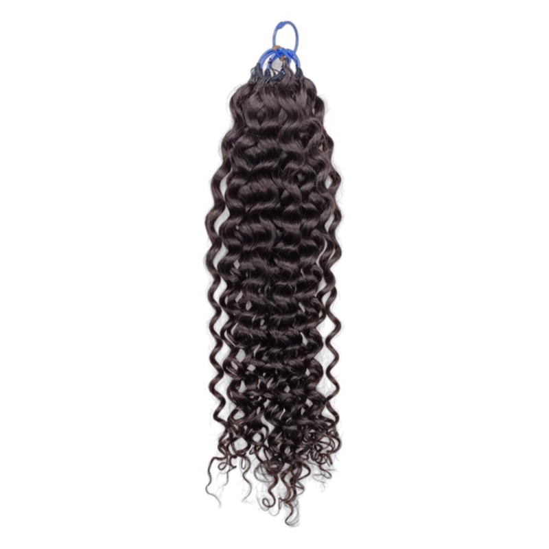 Pre-looped Crochet Braids - #1B Deep Curly Human Hair