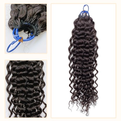 Pre-looped Crochet Braids - #1B Deep Curly Human Hair