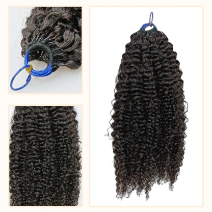 Pre-looped Crochet Braids - #1B Kinky Curly Human Hair