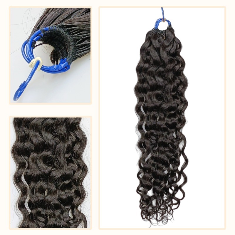 Pre-looped Crochet Braids - #1B Loose Curly Human Hair