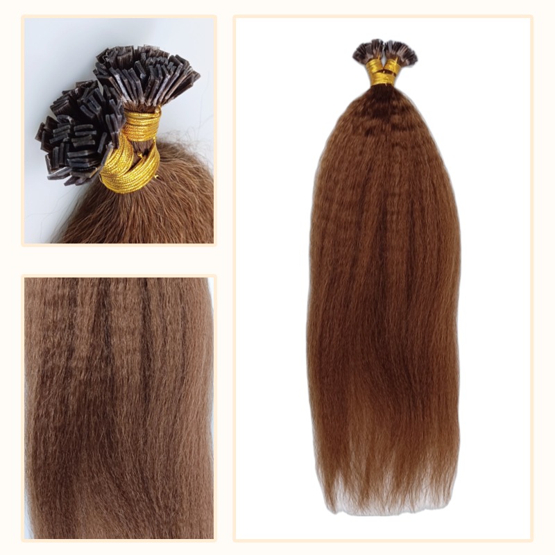 K-Tip Hair Extensions - #5 Kinky Straight Human Hair