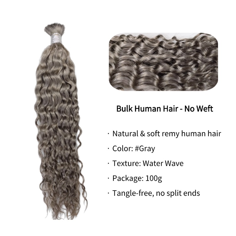 Bulk Human Hair - #Gray Water Wave Braiding Hair