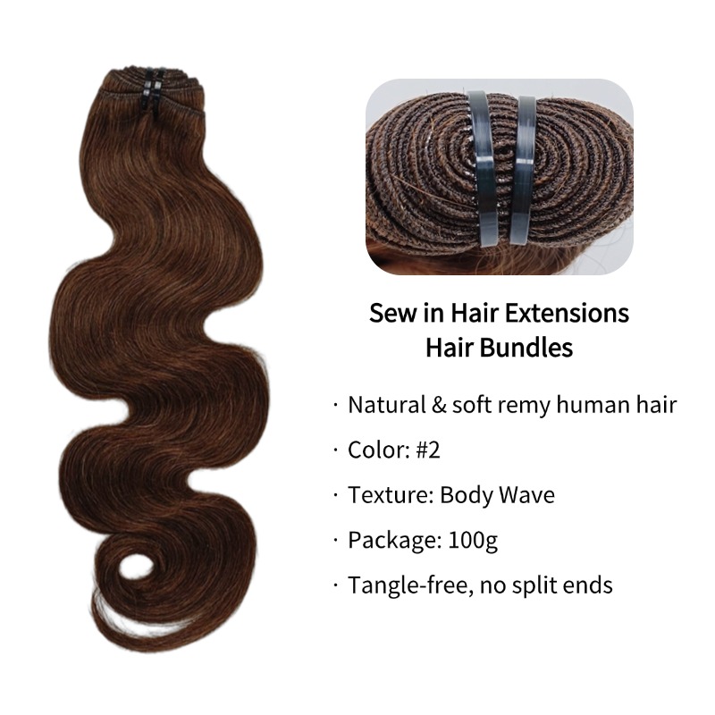 Sew In Hair Extensions - #2 Body Wave Human Hair
