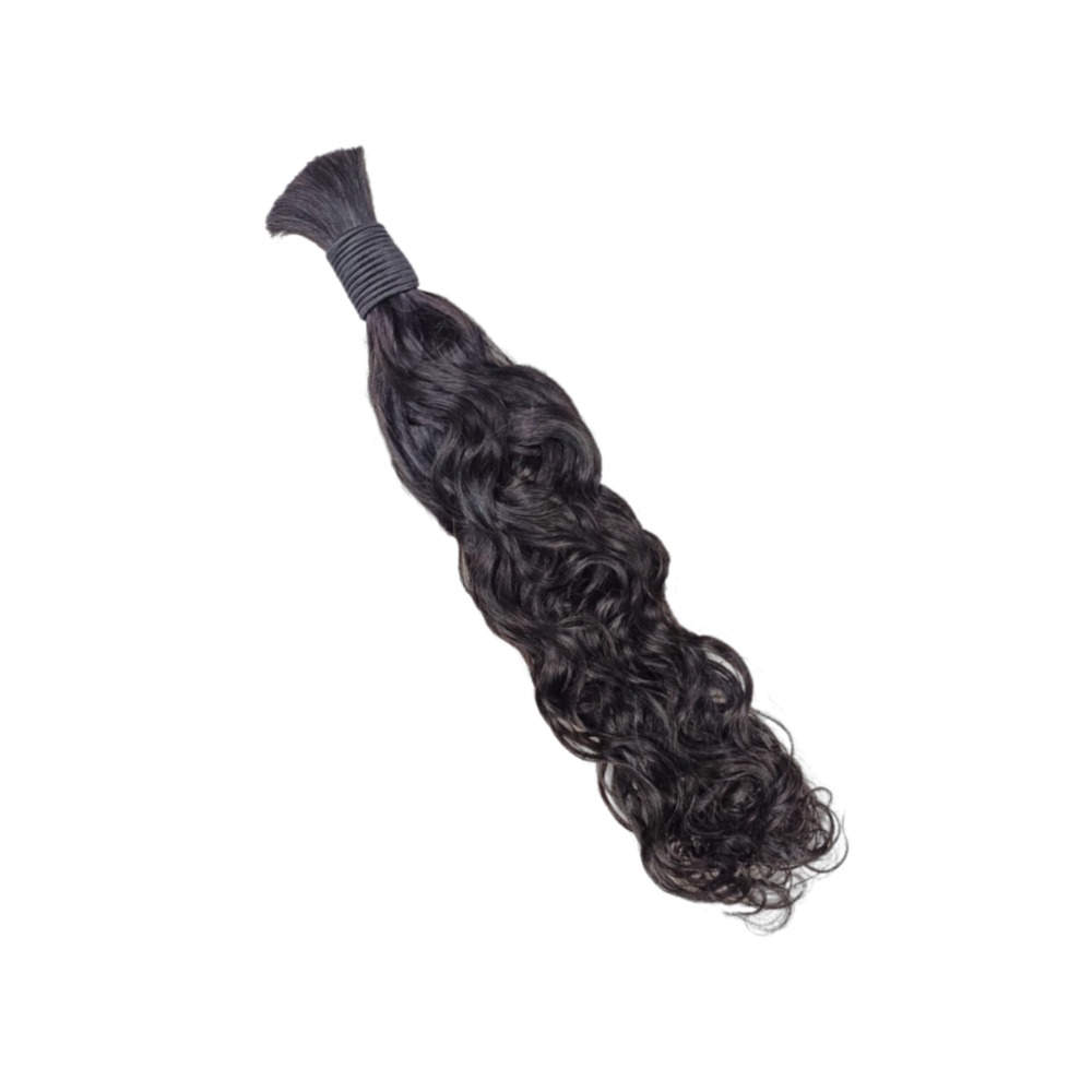 Bulk Human Hair - #1B Black Water Wave Braiding Hair