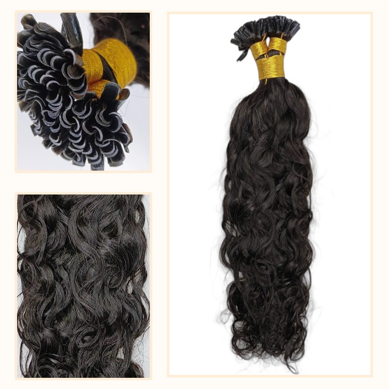 U-Tip Hair Extensions - #1B Water Wave Human Hair