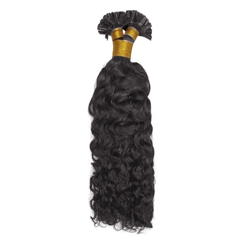 U-Tip Hair Extensions - #1B Deep Curly Human Hair
