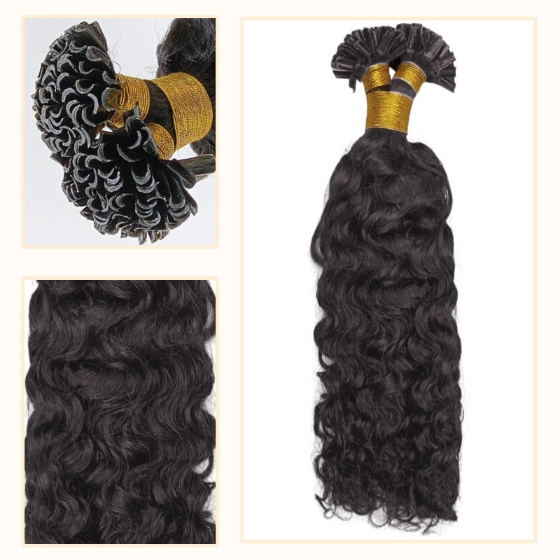 U-Tip Hair Extensions - #1B Deep Curly Human Hair
