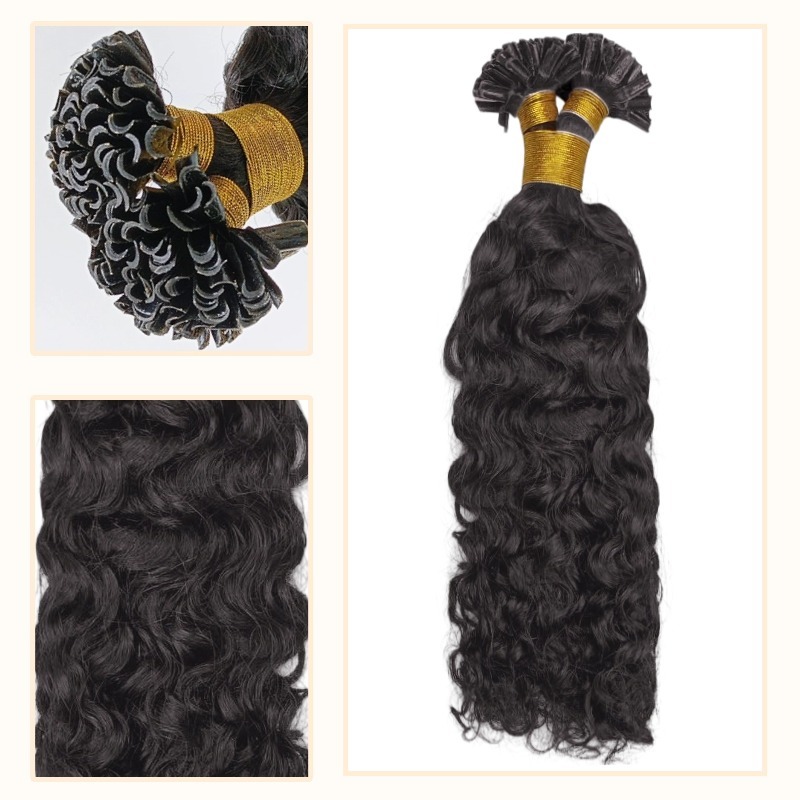 U-Tip Hair Extensions - #1B Deep Curly Human Hair