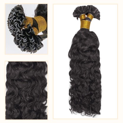U-Tip Hair Extensions - #1B Deep Curly Human Hair