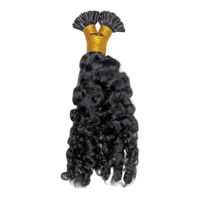 U-Tip Hair Extensions - #1B Burmese Curly Human Hair