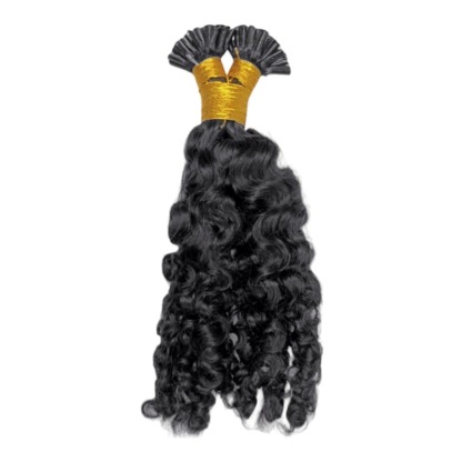 U-Tip Hair Extensions - #1B Burmese Curly Human Hair