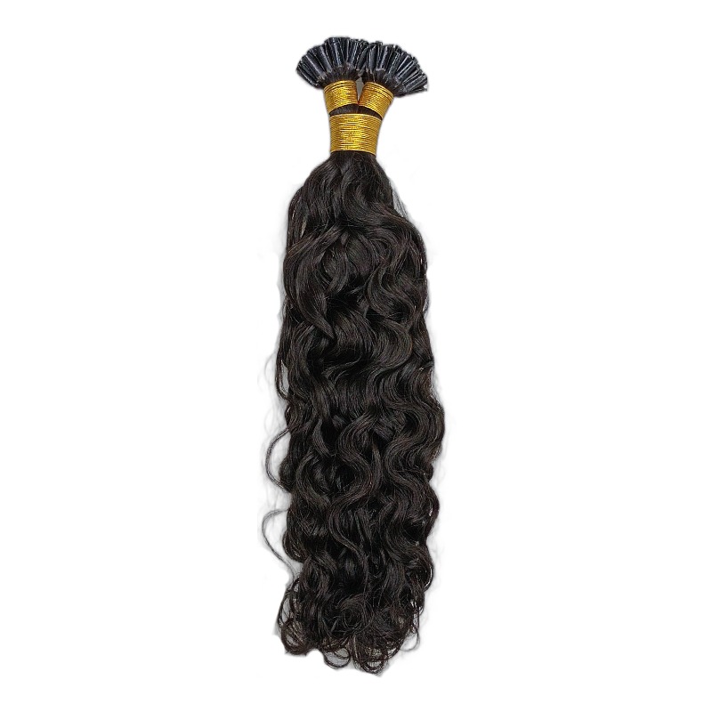 U-Tip Hair Extensions - #1B Italian Curly Human Hair