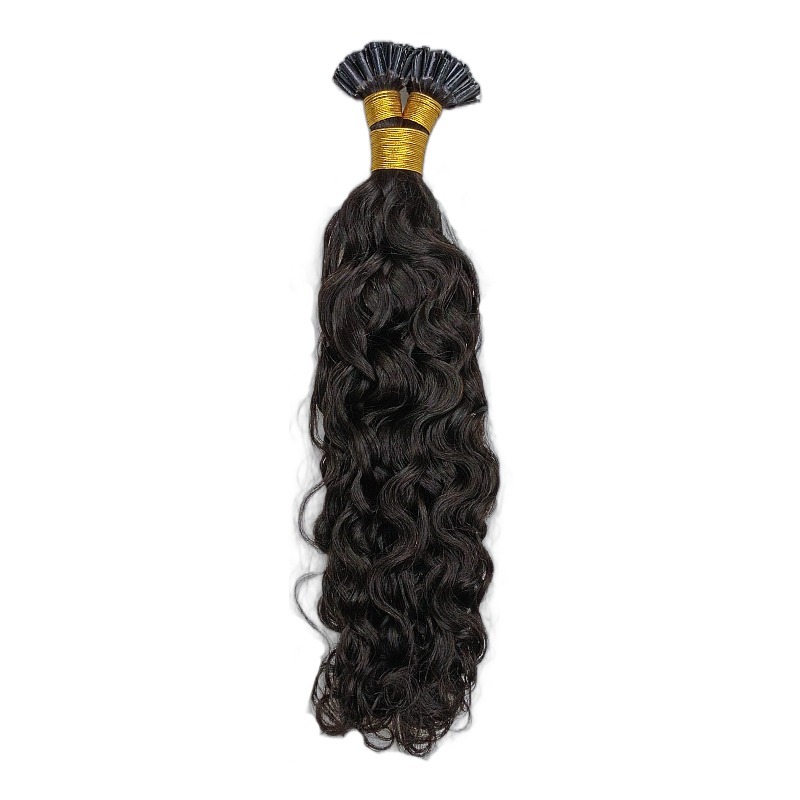U-Tip Hair Extensions - #1B Italian Curly Human Hair