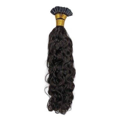 U-Tip Hair Extensions - #1B Italian Curly Human Hair