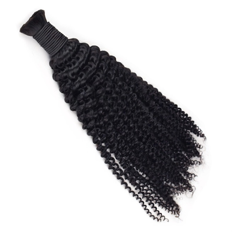 Kinky Curly Bulk Human Hair - #1B Black Hair Extensions