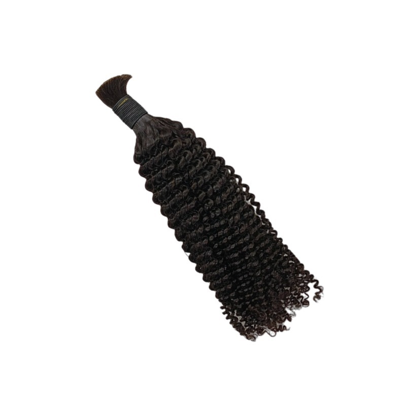 Kinky Curly Bulk Human Hair - #1B Black Braiding Hair