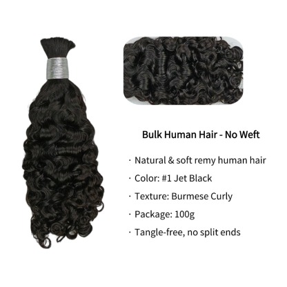 Bulk Human Hair - #1 Burmese Curly Braiding Hair