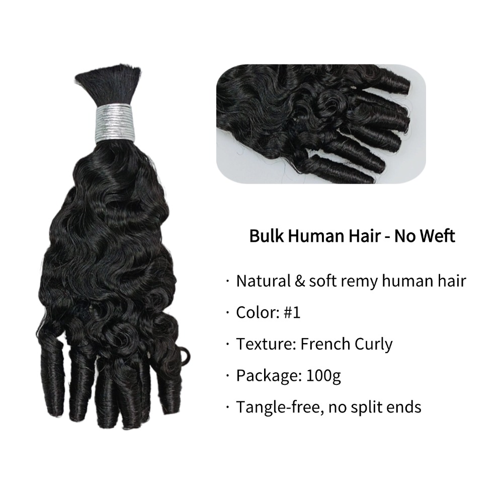 Bulk Human Hair - #1 French Curly Braiding Hair