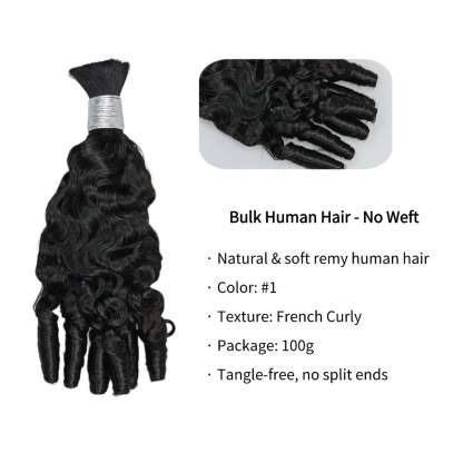 Bulk Human Hair - #1 French Curly Braiding Hair