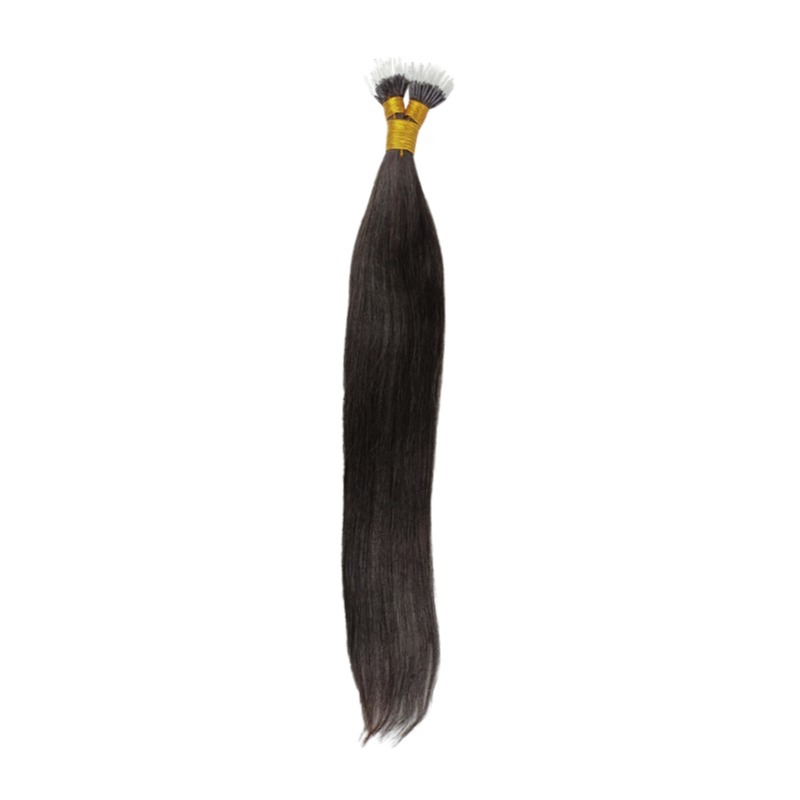 Elastic I-Tip Hair Extensions - #1B Straight Human Hair