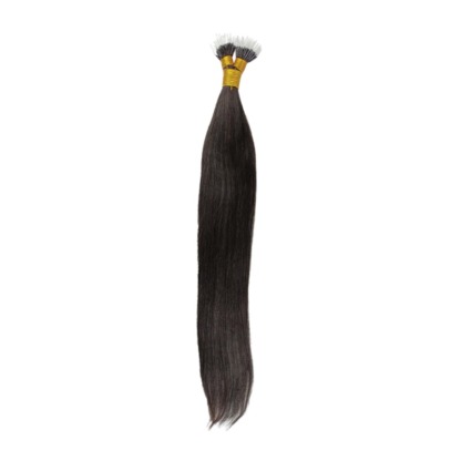 Elastic I-Tip Hair Extensions - #1B Straight Human Hair