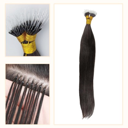 Nano Bond Hair Extensions - #1B Straight Human Hair