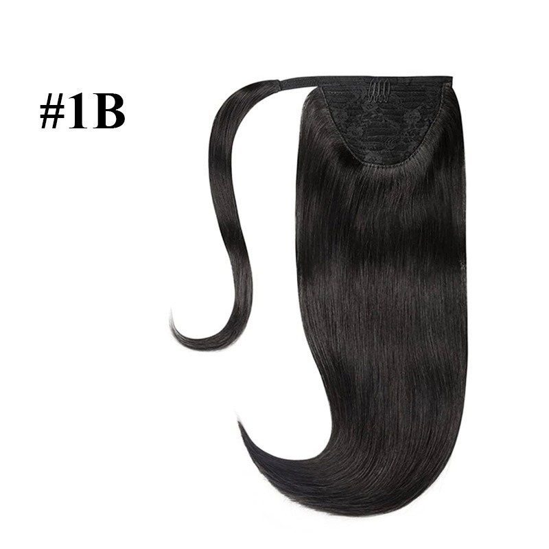 Ponytail Hair Extensions - #1B Natural Human Hair