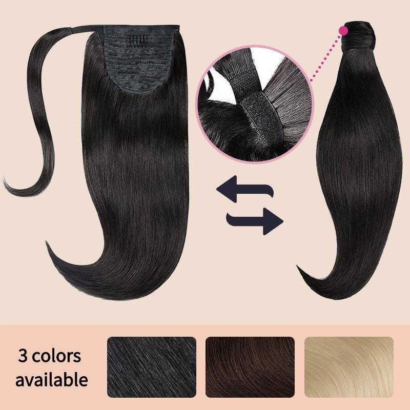 Ponytail Hair Extensions - #1B Natural Human Hair