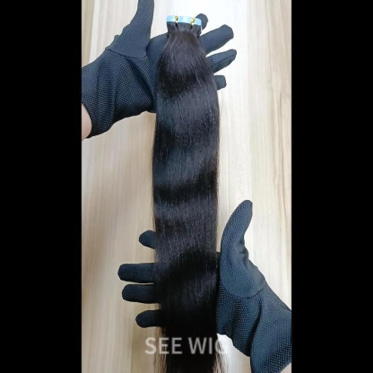 Tape In Hair Extensions - #1B Straight Human Hair