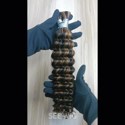 Bulk Human Hair - #1B/30 Deep Wave Braiding Hair