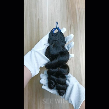 Pre-looped Crochet Braids - #1B Loose Wave Human Hair