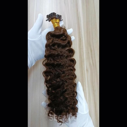 K-Tip Hair Extensions - #2 Burmese Curly Human Hair