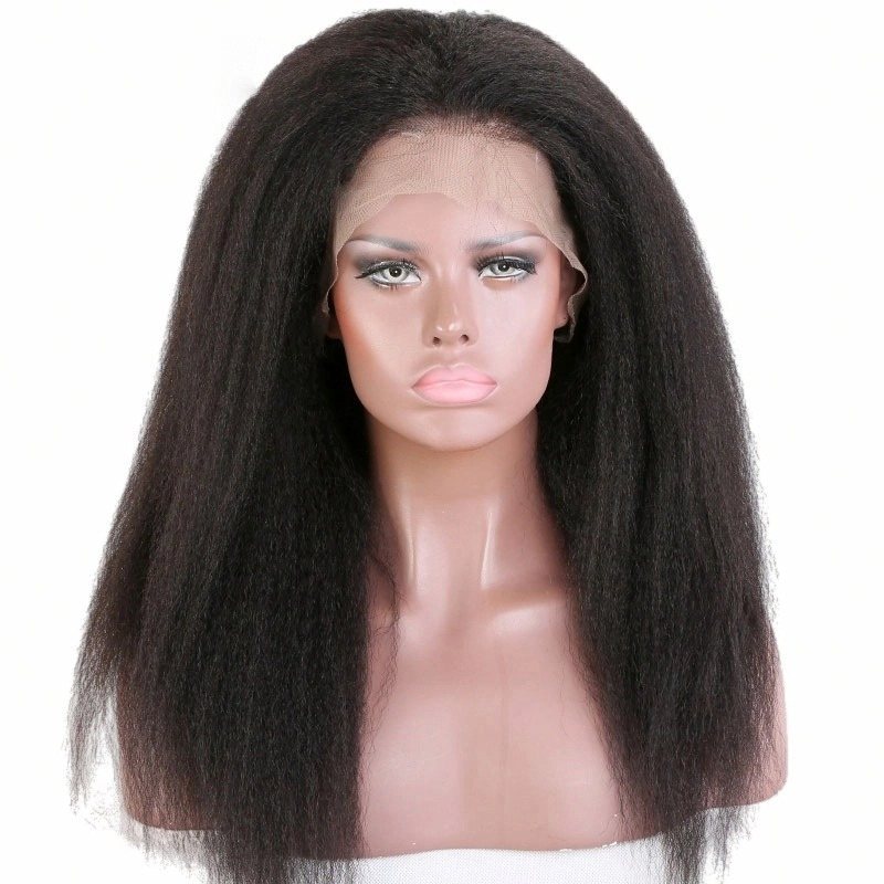 Glueless Full Lace Wigs - #1B Kinky Straight Human Hair