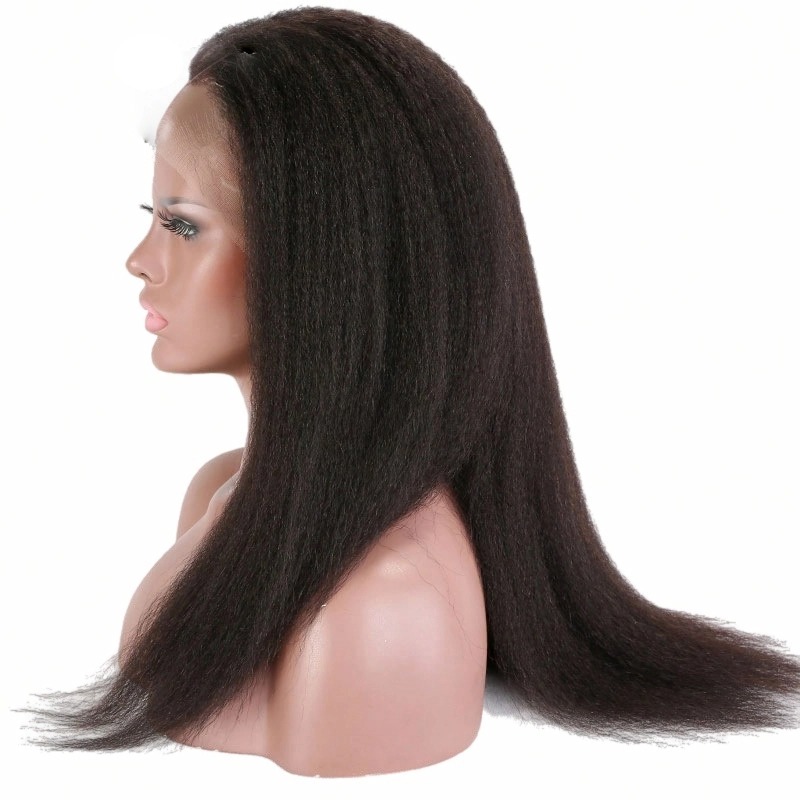 Glueless Full Lace Wigs - #1B Kinky Straight Human Hair
