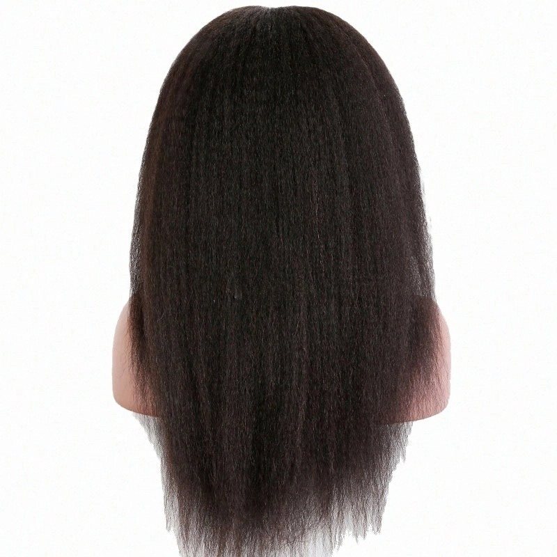 Glueless Full Lace Wigs - #1B Kinky Straight Human Hair