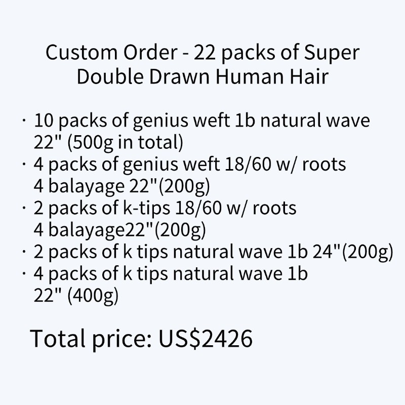 Custom 22 Packs of SDD Hair - 1/2 Payment