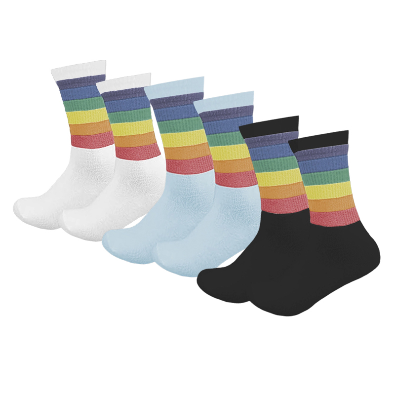 Rainbow Striped Crew Socks
